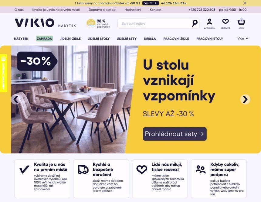 Homepage e-shopu Vikio.cz