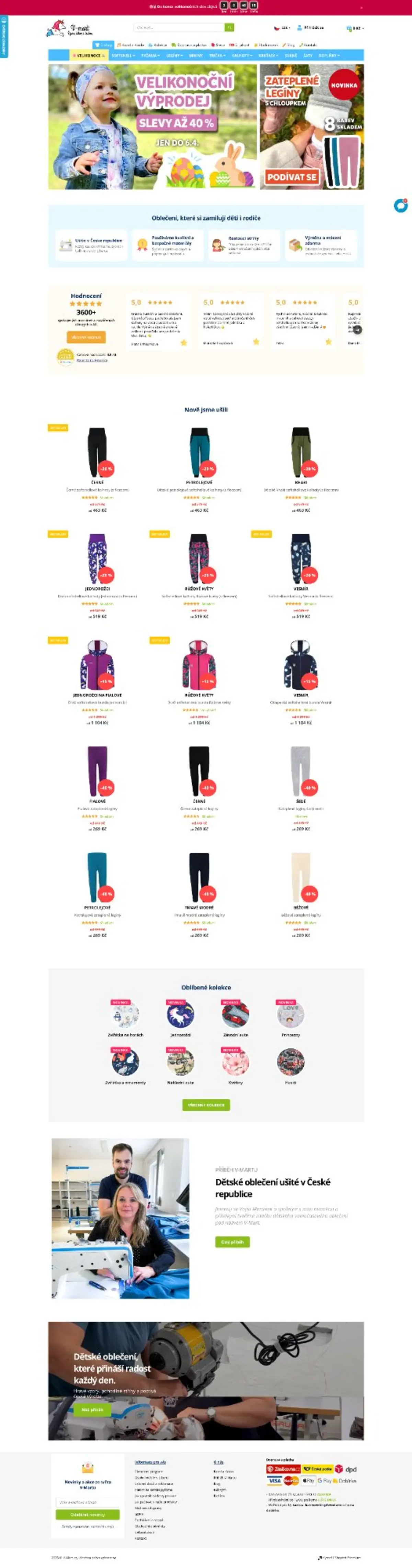 Screenshot e-shopu V-Mart.cz po spolupráci s ESHOP BOOSTER